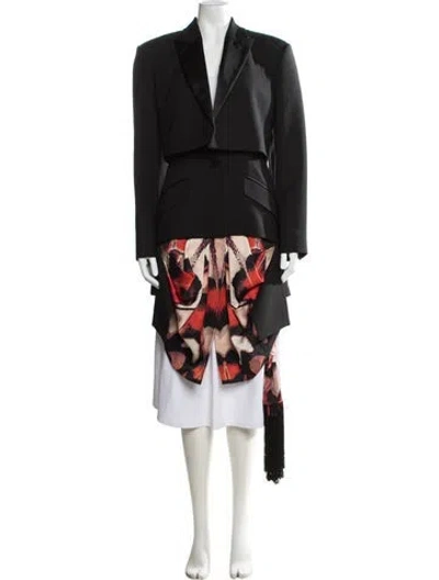 Pre-owned Alexander Mcqueen Wool Graphic Print Blazer In Black