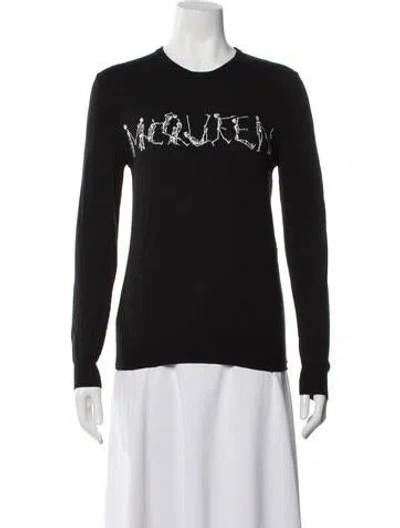 Pre-owned Alexander Mcqueen Wool Graphic Print Sweater In Black