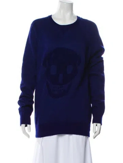 Pre-owned Alexander Mcqueen Wool Graphic Print Sweater In Blue