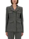Alexander Mcqueen Fitted Grey Wool Jacket With Structured Silhouette In Gray