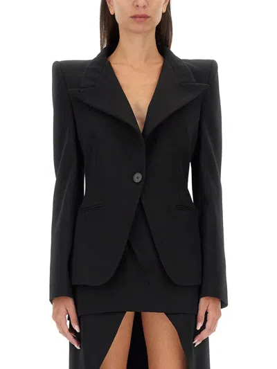 Alexander Mcqueen Knotted Wool Blazer In Black