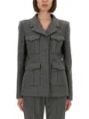 Alexander Mcqueen Fitted Grey Wool Jacket With Structured Silhouette In Gray
