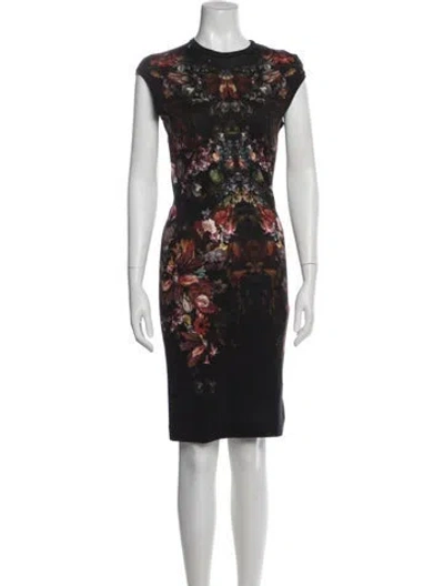 Pre-owned Alexander Mcqueen Wool Knee-length Dress In Black