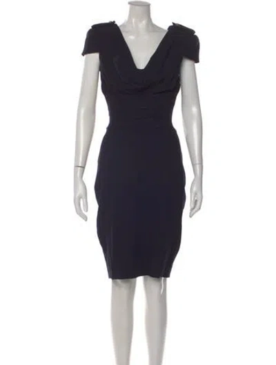 Pre-owned Alexander Mcqueen Wool Knee-length Dress In Black
