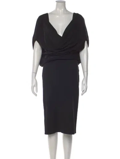 Pre-owned Alexander Mcqueen Wool Knee-length Dress In Black