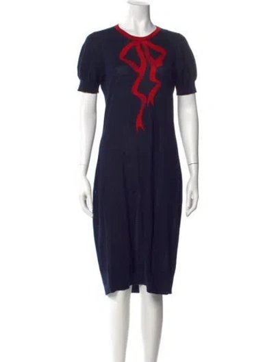 Pre-owned Alexander Mcqueen Wool Knee-length Dress In Blue