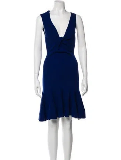 Pre-owned Alexander Mcqueen Wool Knee-length Dress In Blue