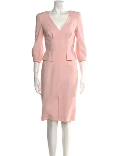 Pre-owned Alexander Mcqueen Wool Knee-length Dress In Pink