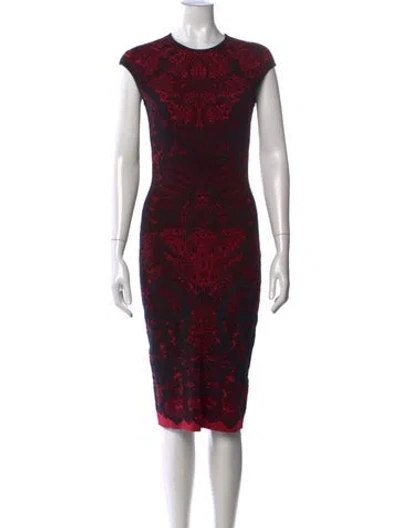 Pre-owned Alexander Mcqueen Wool Knee-length Dress In Pink
