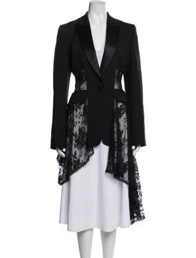 Pre-owned Alexander Mcqueen Wool Lace Pattern Blazer In Black