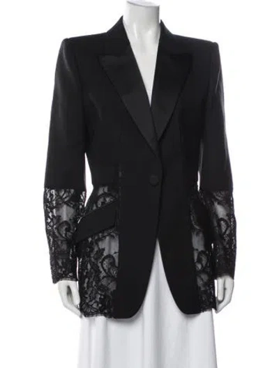 Pre-owned Alexander Mcqueen Wool Lace Pattern Blazer In Blue