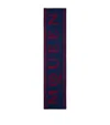 Alexander Mcqueen Wool Logo Scarf In Blue
