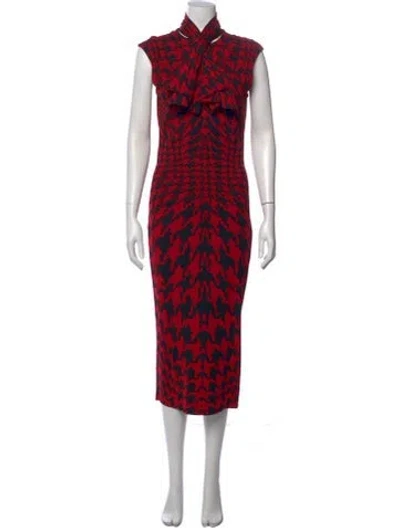 Pre-owned Alexander Mcqueen Wool Long Dress In Red