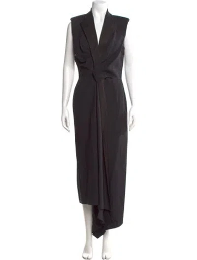 Pre-owned Alexander Mcqueen Wool Long Dress W/ Tags In Black