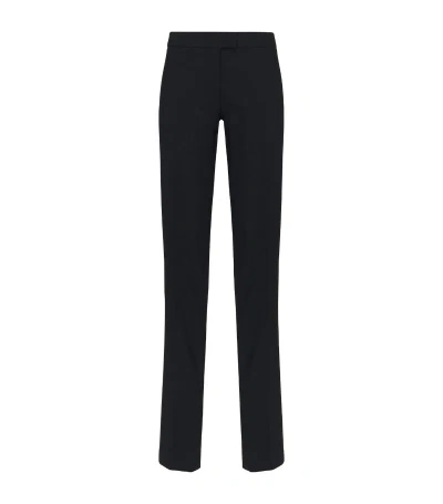 Alexander Mcqueen Wool Low-waisted Cigarette Trousers In Black
