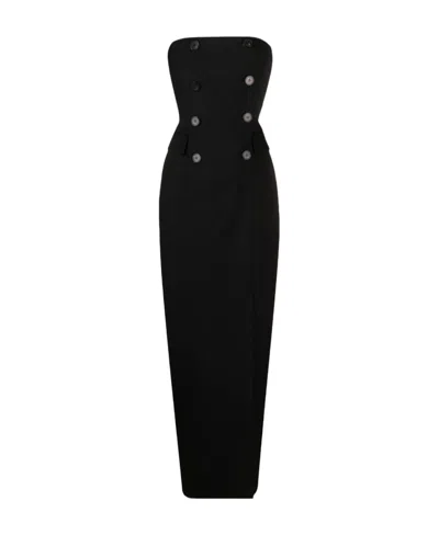 Alexander Mcqueen Wool Maxi Dress In Black