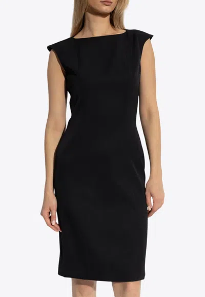 Alexander Mcqueen Wool Midi Dress In Black