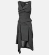 Alexander Mcqueen Wool Midi Dress In Black