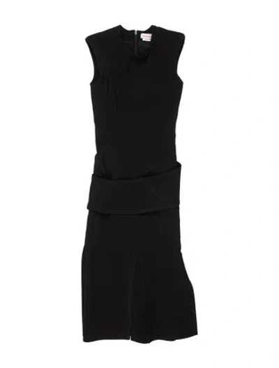 Pre-owned Alexander Mcqueen Wool Midi Length Dress In Black