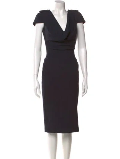 Pre-owned Alexander Mcqueen Wool Midi Length Dress In Blue