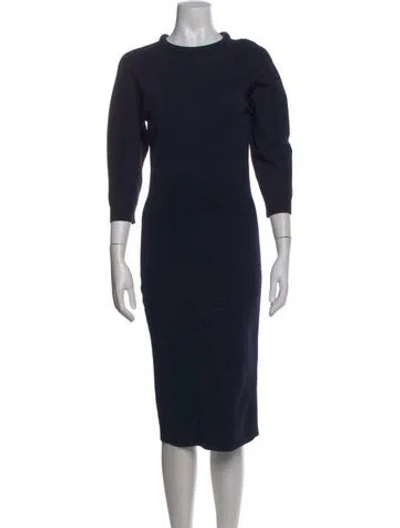 Pre-owned Alexander Mcqueen Wool Midi Length Dress In Blue