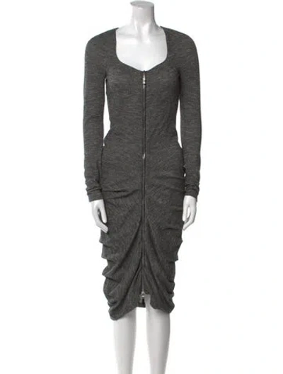 Pre-owned Alexander Mcqueen Wool Midi Length Dress In Gray