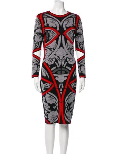 Pre-owned Alexander Mcqueen Wool Midi Length Dress In Gray