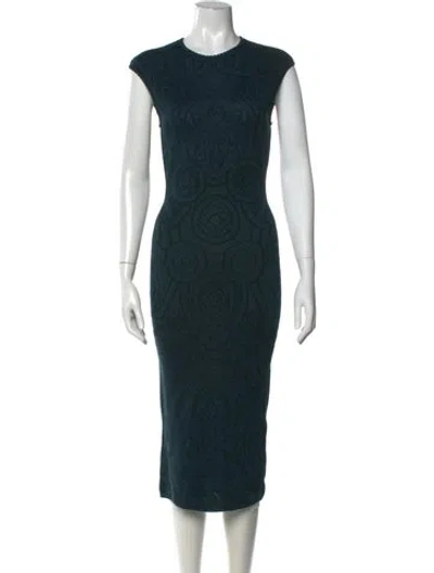 Pre-owned Alexander Mcqueen Wool Midi Length Dress In Green