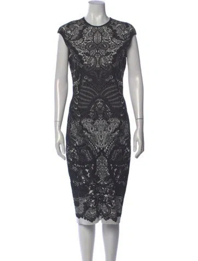 Pre-owned Alexander Mcqueen Wool Midi Length Dress In Multi