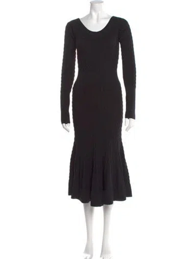 Pre-owned Alexander Mcqueen Wool Midi Length Dress W/ Tags In Black