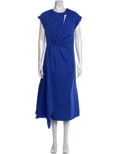 Pre-owned Alexander Mcqueen Wool Midi Length Dress W/ Tags In Blue