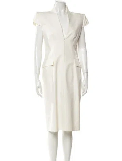 Pre-owned Alexander Mcqueen Wool Midi Length Dress W/ Tags In White