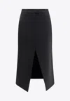 Alexander Mcqueen Midi Wool Skirt In Black