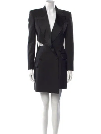 Pre-owned Alexander Mcqueen Wool Mini Dress In Black