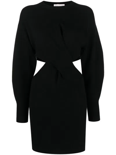 Alexander Mcqueen Wool Mini Dress In Black