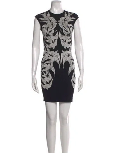 Pre-owned Alexander Mcqueen Wool Mini Dress In Black