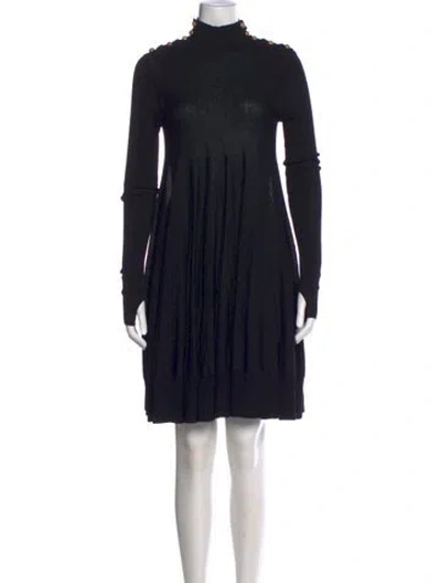 Pre-owned Alexander Mcqueen Wool Mini Dress In Black