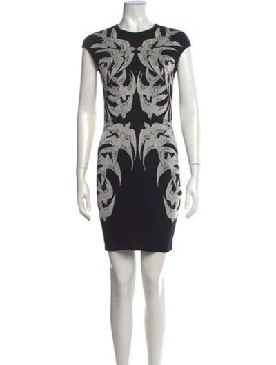 Pre-owned Alexander Mcqueen Wool Mini Dress In Black