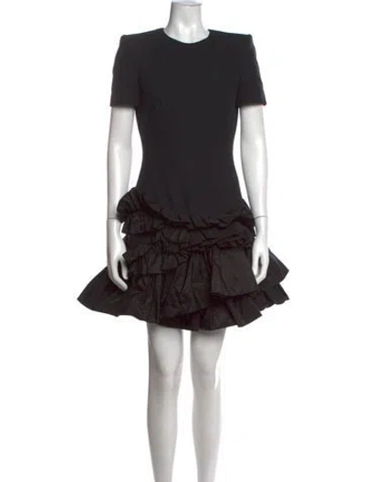 Pre-owned Alexander Mcqueen Wool Mini Dress In Black