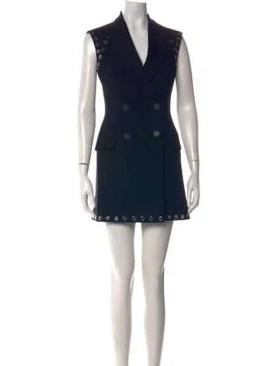 Pre-owned Alexander Mcqueen Wool Mini Dress In Black