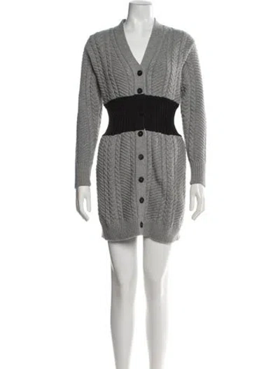 Pre-owned Alexander Mcqueen Wool Mini Dress In Black/grey
