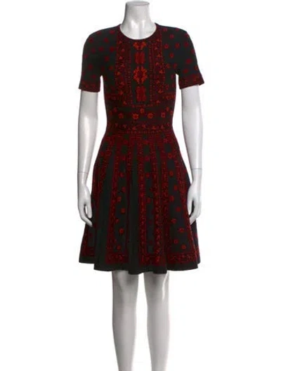 Pre-owned Alexander Mcqueen Wool Mini Dress In Black/red