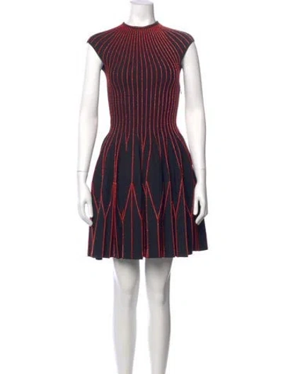 Pre-owned Alexander Mcqueen Wool Mini Dress In Blue