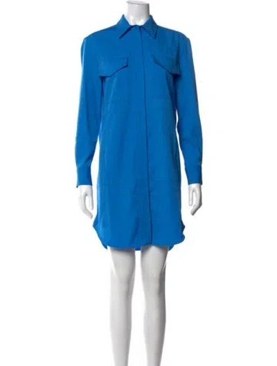 Pre-owned Alexander Mcqueen Wool Mini Dress In Blue