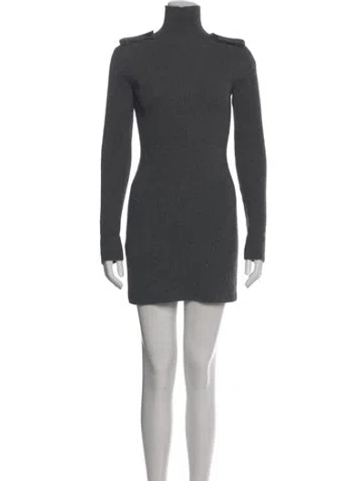 Pre-owned Alexander Mcqueen Wool Mini Dress In Gray