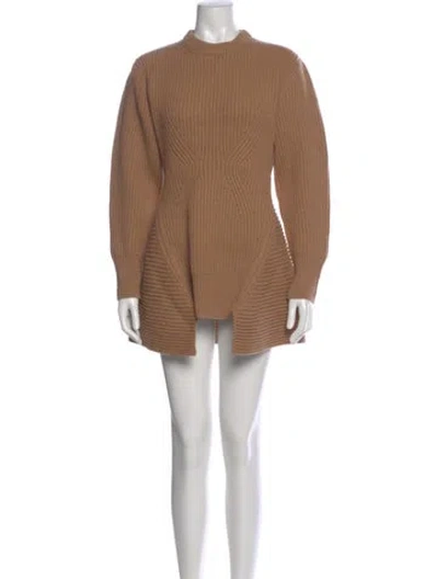 Pre-owned Alexander Mcqueen Wool Mini Dress In Neutral