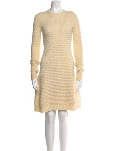Pre-owned Alexander Mcqueen Wool Mini Dress In Neutral