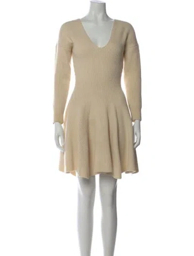 Pre-owned Alexander Mcqueen Wool Mini Dress In Neutral
