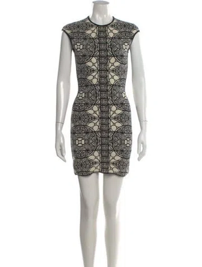 Pre-owned Alexander Mcqueen Wool Mini Dress In Neutral