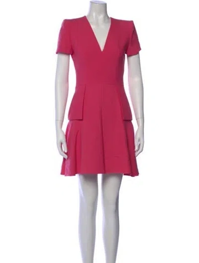 Pre-owned Alexander Mcqueen Wool Mini Dress In Pink